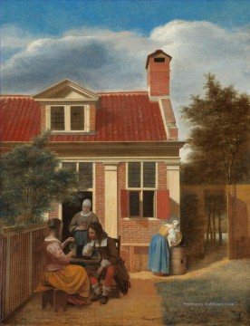  genre - Genre de maison de village Pieter de Hooch